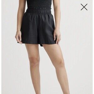 Quince 100% European Linen Women’s Medium Black High Waisted Shorts